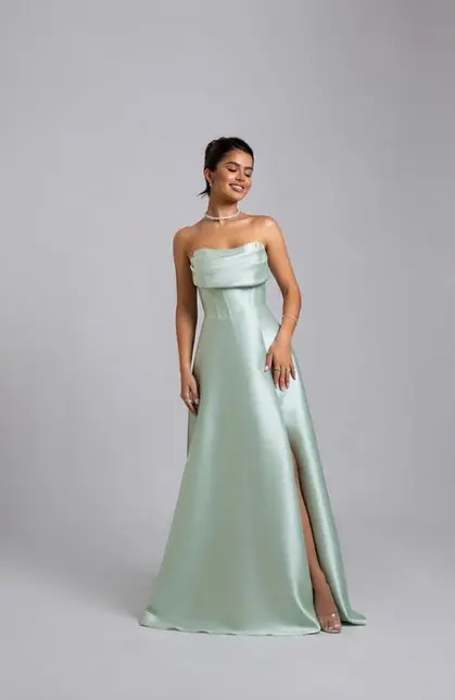 VESTIDO LONGO ZIBELINE TOMARA QUE CAIA TRANÇADO COSTAS