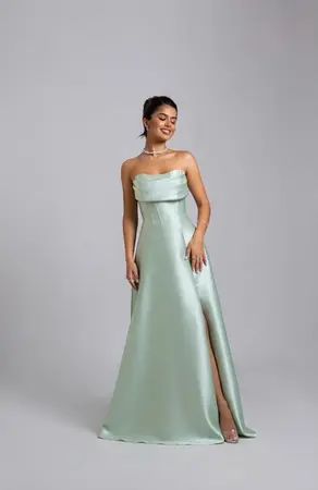 VESTIDO LONGO ZIBELINE TOMARA QUE CAIA TRANÇADO COSTAS