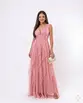 VESTIDO LONGO DE TULE ALÇA LARGA CAMADAS