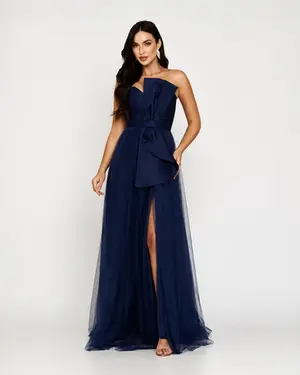 VESTIDO LONGO LEK TOMARA QUE CAIA LAÇO CETIM SAIA TULE