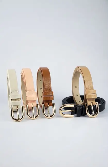 CINTO COURO FIVELA REDONDA DOURADO