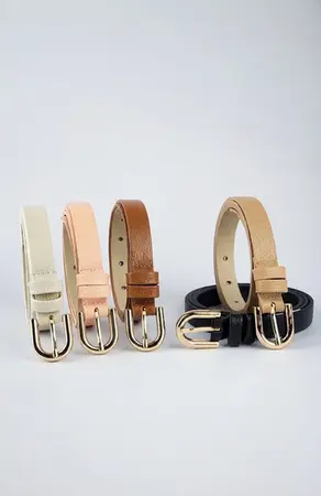 CINTO COURO FIVELA REDONDA DOURADO
