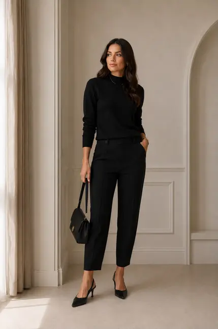 CALÇA ALFAIATARIA VISCOSE PREGAS COS TRANSPASSADO