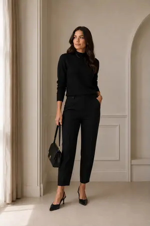 CALÇA ALFAIATARIA VISCOSE PREGAS COS TRANSPASSADO