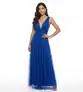 VESTIDO LONGO TULE ALÇA GROSSA DECOTE V RECORTE SAIA