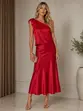 CONJUNTO CROPPED UM OMBRO LAÇO SAIA MIDI CETIM