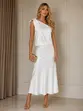 CONJUNTO CROPPED UM OMBRO LAÇO SAIA MIDI CETIM