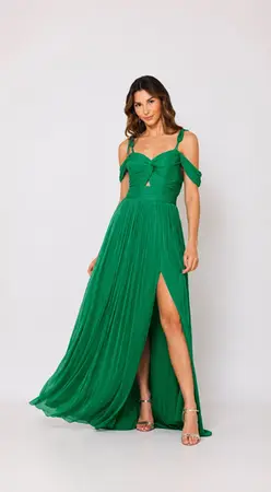 VESTIDO LONGO LUREZ ALÇA GROSSA BUSTO DRAPEADO