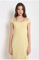 VESTIDO MIDI COM DECOTE OMBRO A OMBRO EM VISCOSE