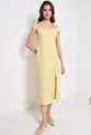 VESTIDO MIDI COM DECOTE OMBRO A OMBRO EM VISCOSE