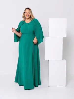 VESTIDO LONGO ALÇA FINA COM CAPA E FENDA