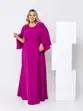 VESTIDO LONGO ALÇA FINA COM CAPA E FENDA