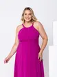 VESTIDO LONGO ALÇA FINA COM CAPA E FENDA