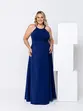 VESTIDO LONGO ALÇA FINA COM CAPA E FENDA