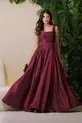 VESTIDO LONGO ZIBELINE COM FAIXA DECOTE QUADRADO