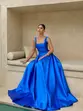 VESTIDO LONGO ZIBELINE COM FAIXA DECOTE QUADRADO