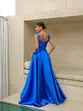 VESTIDO LONGO ZIBELINE COM FAIXA DECOTE QUADRADO