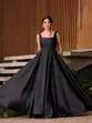 VESTIDO LONGO ZIBELINE COM FAIXA DECOTE QUADRADO