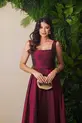 VESTIDO LONGO ZIBELINE COM FAIXA DECOTE QUADRADO