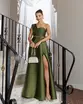 VESTIDO LONGO ZIBELINE UM OMBRO SÓ DRAPEADO C/ FENDA