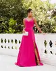 VESTIDO LONGO ZIBELINE ALÇA FINA DRAPEADO C/ FENDA