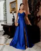 VESTIDO LONGO ZIBELINE ALÇA FINA DRAPEADO C/ FENDA