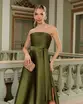 VESTIDO LONGO TOMARA QUE CAIA FAIXA NA CINTURA C/ FENDA