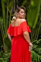 VESTIDO LONGO OMBRO A OMBRO BABADO C/ FAIXA