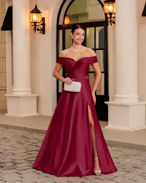 VESTIDO LONGO ZIBELINE OMBRO A OMBRO DRAPEADO