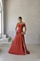 VESTIDO LONGO ZIBELINE OMBRO A OMBRO DRAPEADO