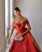 VESTIDO LONGO ZIBELINE OMBRO A OMBRO DRAPEADO