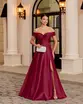 VESTIDO LONGO ZIBELINE OMBRO A OMBRO DRAPEADO