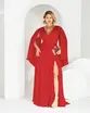 VESTIDO LONGO COM CAPA MANGA C/ FENDA