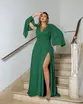 VESTIDO LONGO COM CAPA MANGA C/ FENDA