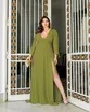 VESTIDO LONGO COM CAPA MANGA C/ FENDA