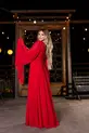VESTIDO LONGO CHIFON CAPA C/ CINTO DECOTE V
