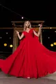 VESTIDO LONGO CHIFON CAPA C/ CINTO DECOTE V