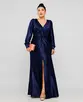 VESTIDO LONGO MALHA PRADA MANGA LONGA TORCIDO NA FRENTE C/ FENDA