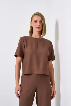 BLUSA COM MANGA CURTA EM VISCOSE SENSORI