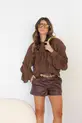 BLUSA DE MANGA LONGA COM BABADO EM CREPE