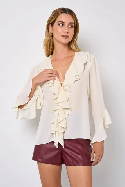 BLUSA MANGA LONGA AMARRAÇÃO NA FRENTE
