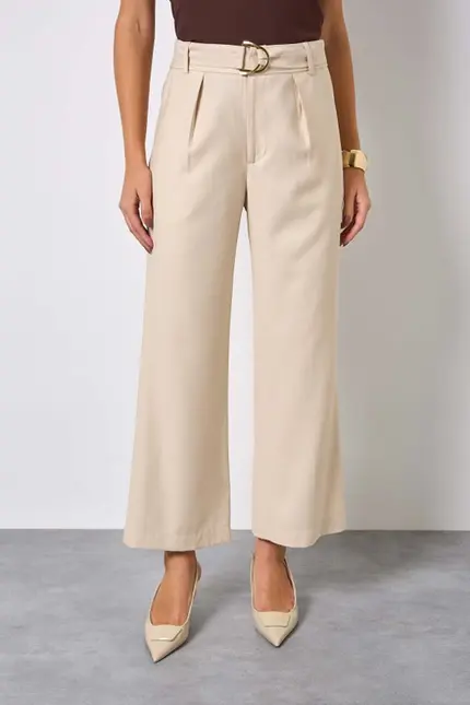 CALÇA PANTALONA COM CINTO EM VISCOSE