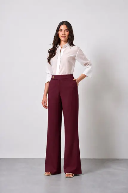 CALÇA PANTALONA EM CREPE ZURIQUE