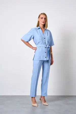 CONJUNTO PARKA COM FAIXA E CALÇA EM VISCOSE
