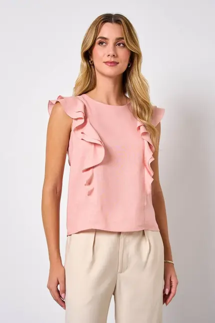 BLUSA COM BABADO EM CAMBRAIA LANAI