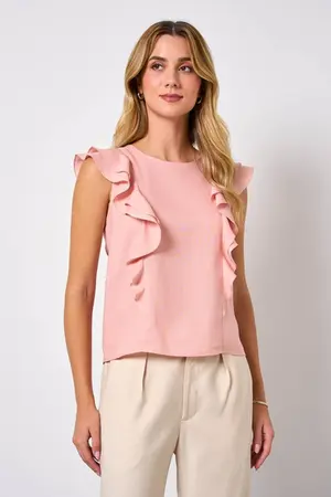 BLUSA COM BABADO EM CAMBRAIA LANAI