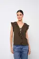 BLUSA COM DECOTE V EM CREPE MUSSELINE