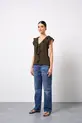 BLUSA COM DECOTE V EM CREPE MUSSELINE