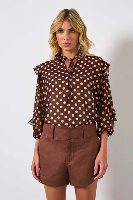 BLUSA DE MANGA LONGA EM CHIFFON DURAND