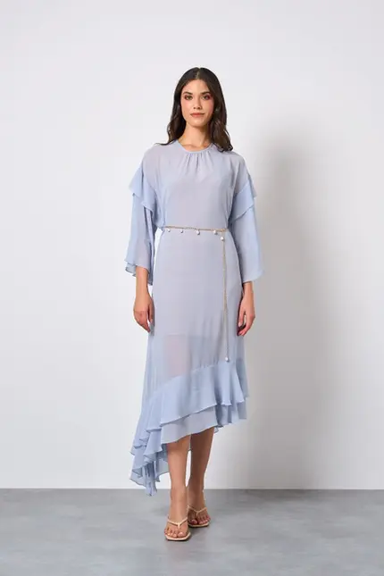 VESTIDO MIDI EM CHIFFON SILK TOUCH